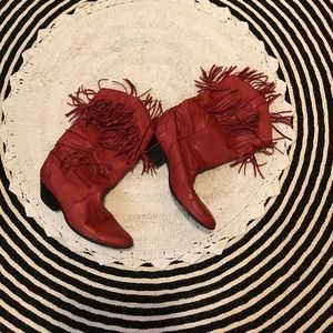 Vintage red cowgirl boots with frills